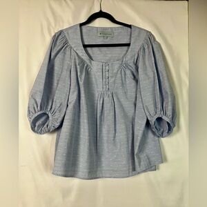 Tuckernuck Light Blue Chambray Inara Button-Front Puff Sleeve Blouse